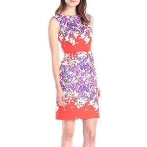 Saks Fifth Avenue Sheath Dress 4 Women’s red Purple botanical floral